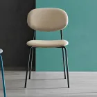 Silla con Estructura de Metal, Asiento y Respaldo de Tela - Serenella Viadurini