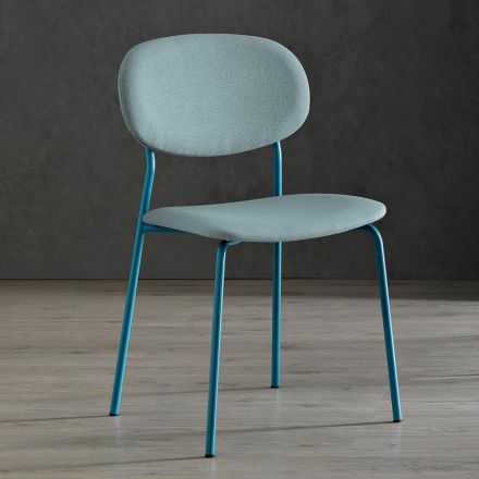 Silla con Estructura de Metal, Asiento y Respaldo de Tela - Serenella Viadurini