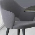 Silla de cocina con reposabrazos en tela y madera Made in Italy - Marchesi Viadurini