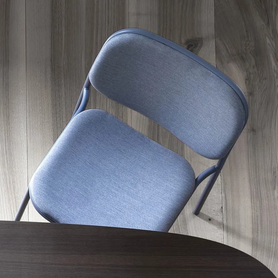 Silla de Cocina Tapizada en Tela y Metal Made in Italy 2 Piezas - Sangria Viadurini