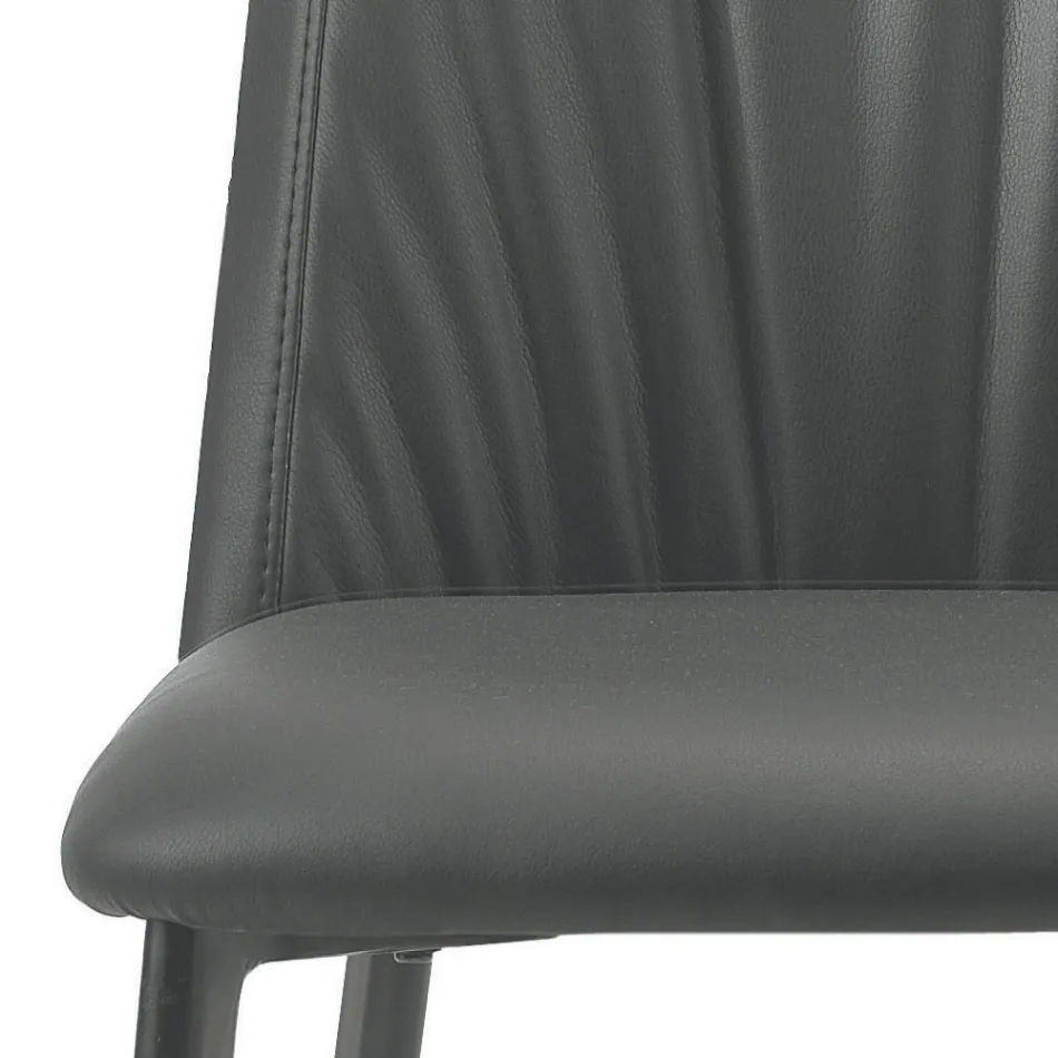 Silla de cocina en piel sintética y acero Made in Italy 4 piezas - Alexia Viadurini