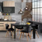Silla de cocina en cuero sintético y madera maciza 2 piezas - Fiorenzuola Viadurini