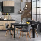 Silla de cocina en cuero sintético y madera maciza 2 piezas - Fiorenzuola Viadurini