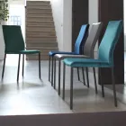 Silla de cocina con patas de metal y asiento de terciopelo, 4 piezas - Darvina Viadurini