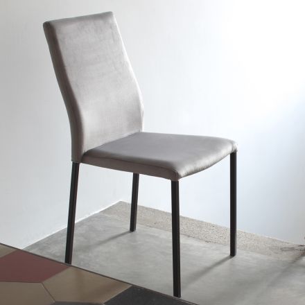Silla de cocina con patas de metal y asiento de terciopelo, 4 piezas - Darvina Viadurini