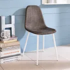 Silla moderna de la cocina del similacrattan del diseño de Cassidy, 4 piezas Viadurini