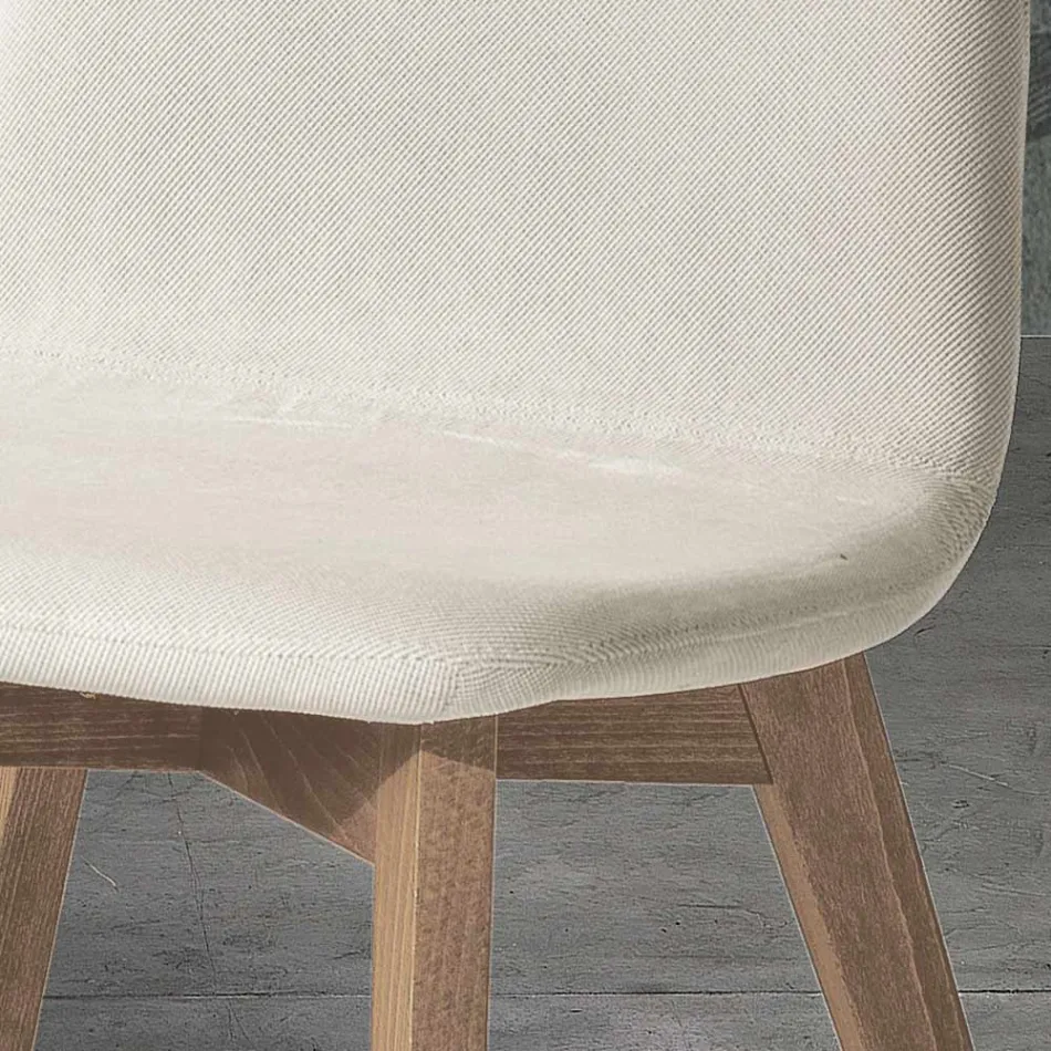 Silla de cocina de diseño en madera y tela hecha en Italia, Egizia Viadurini
