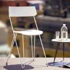 Silla de cocina hecha a mano en madera y acero precioso Made in Italy - Granada Viadurini