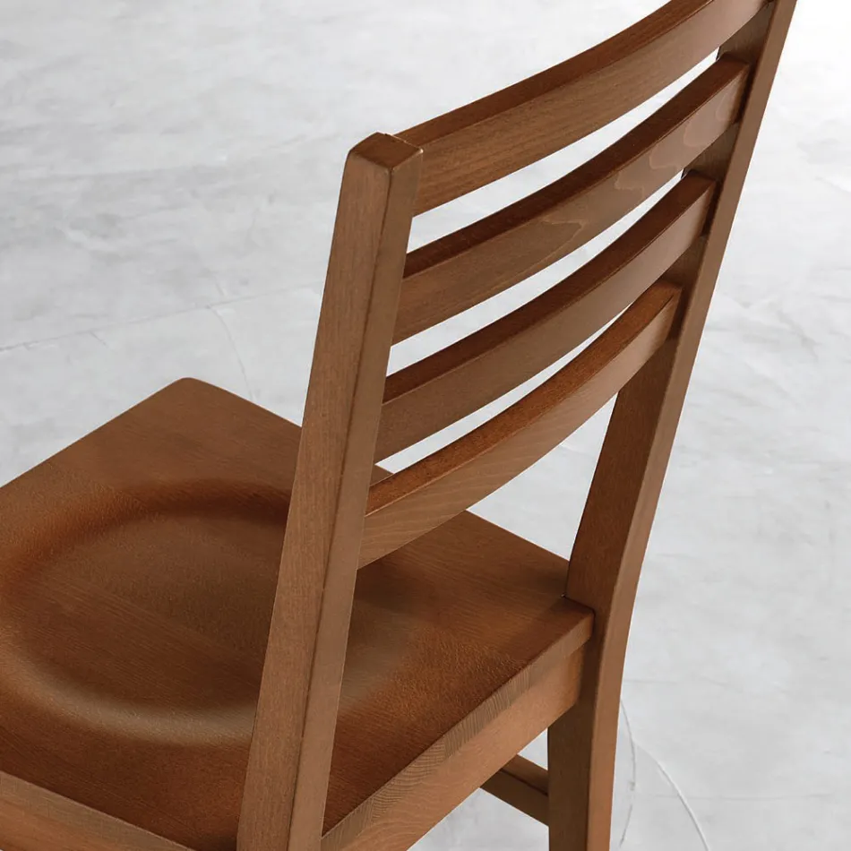 Silla de cocina de madera de haya y asiento de madera maciza - Rabasse Viadurini