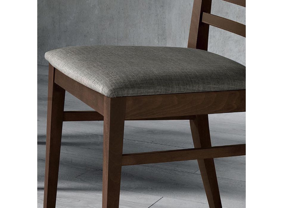 Silla de cocina en madera y asiento en tela de diseño italiano - Jeanine Viadurini