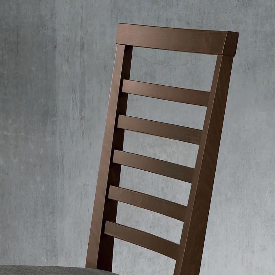 Silla de cocina en madera y asiento en tela de diseño italiano - Jeanine Viadurini