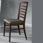 Silla de cocina en madera y asiento en tela de diseño italiano - Jeanine Viadurini