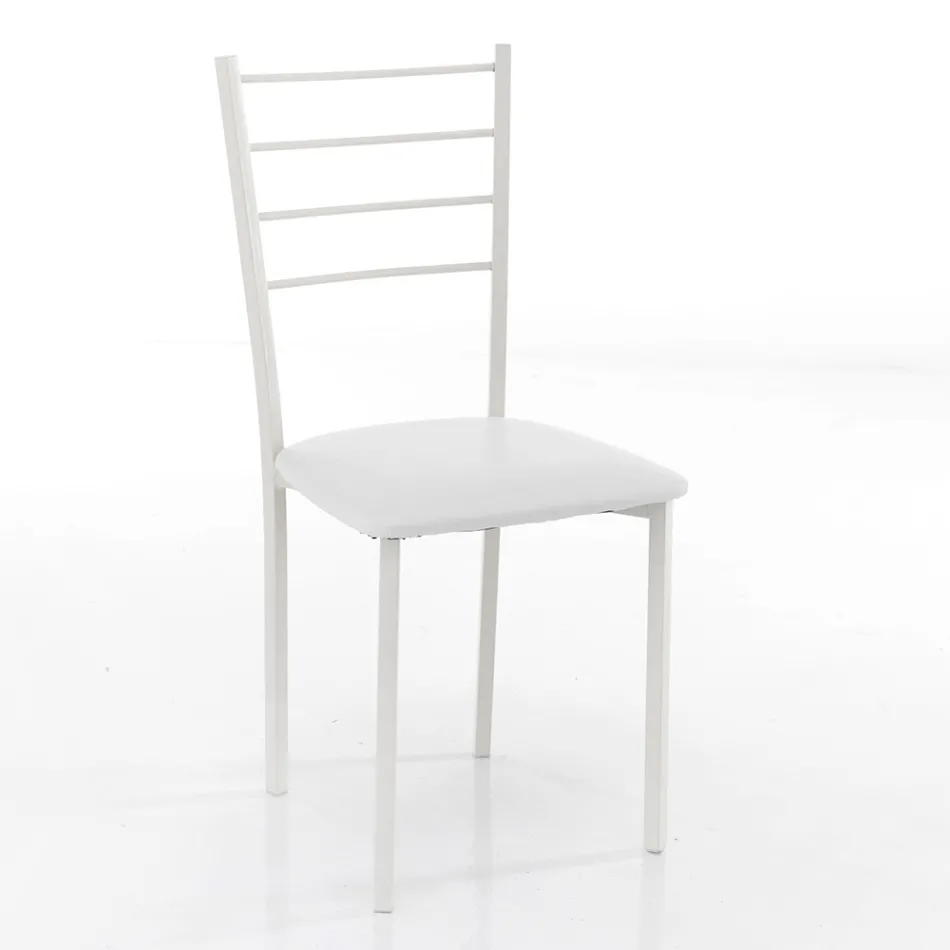 Silla de Cocina en Piel Sintética y Metal Pintado 4 Piezas - Remida Viadurini