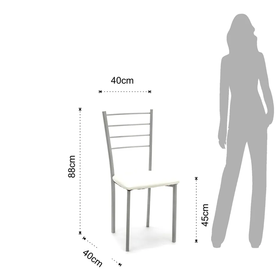 Silla de Cocina en Piel Sintética y Metal Pintado 4 Piezas - Remida Viadurini