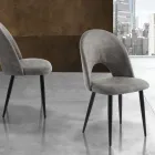 Silla de cocina en cuero sintético efecto envejecido 4 piezas - Renetta Viadurini