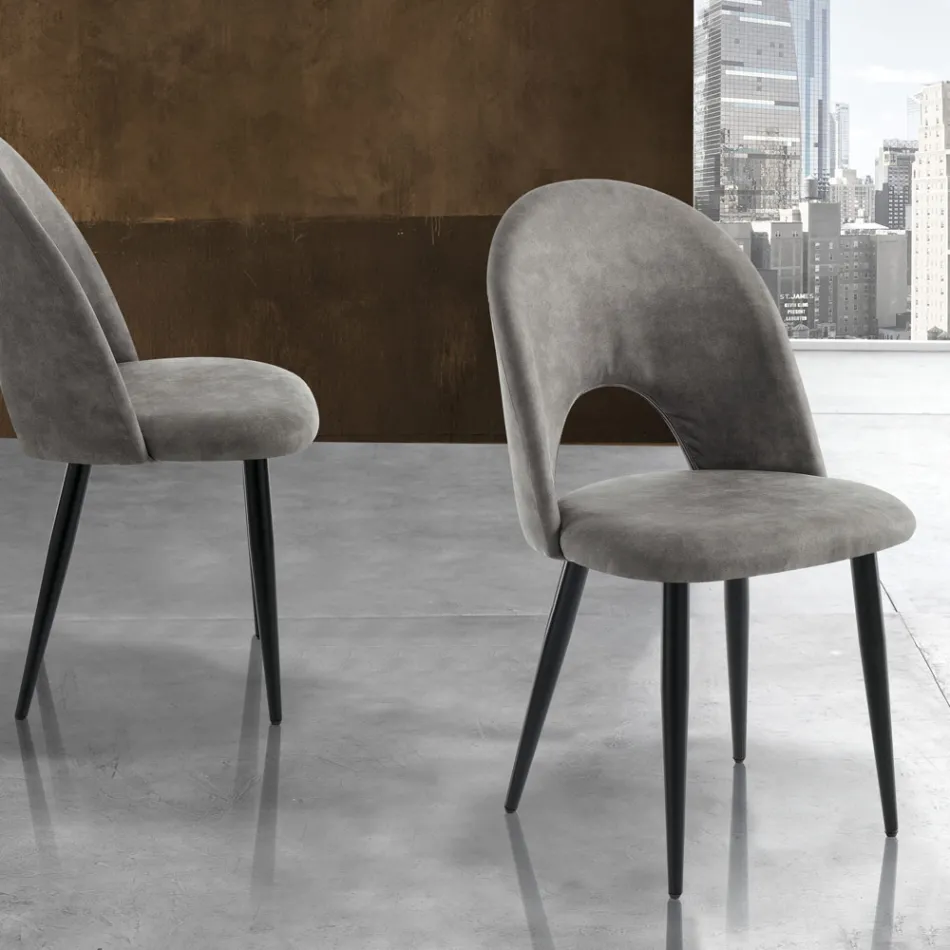 Silla de cocina en cuero sintético efecto envejecido 4 piezas - Renetta Viadurini