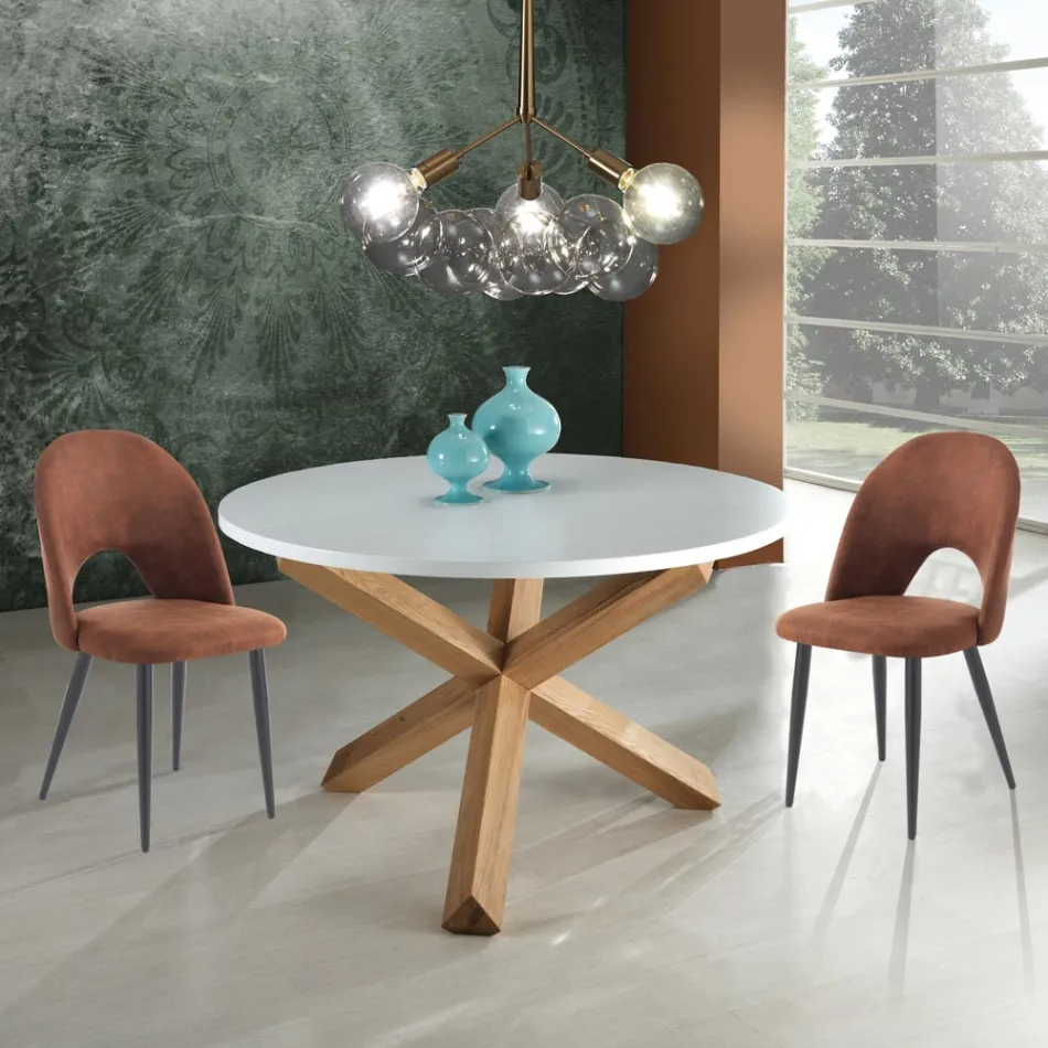 Silla de cocina en cuero sintético efecto envejecido 4 piezas - Renetta Viadurini