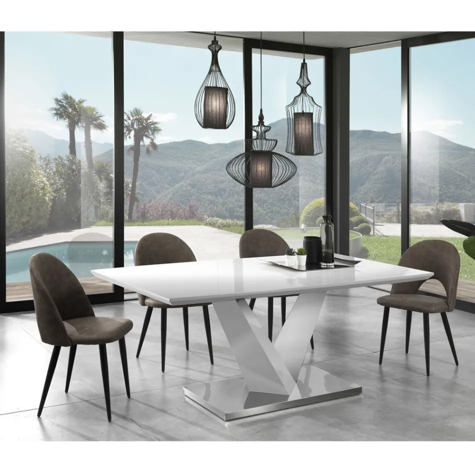 Silla de cocina en cuero sintético efecto envejecido 4 piezas - Renetta Viadurini