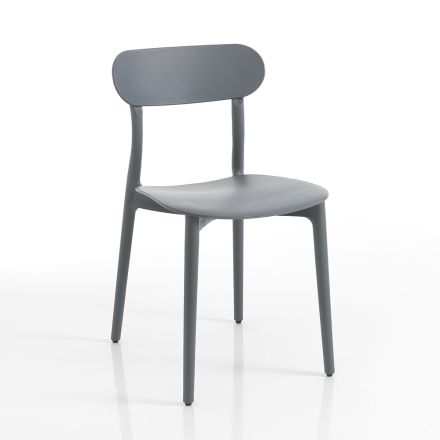 Silla de cocina en polipropileno blanco o gris mate 4 piezas - Milán Viadurini
