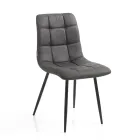 Silla de cocina de tela con patas de metal negro 4 piezas - Azul claro Viadurini