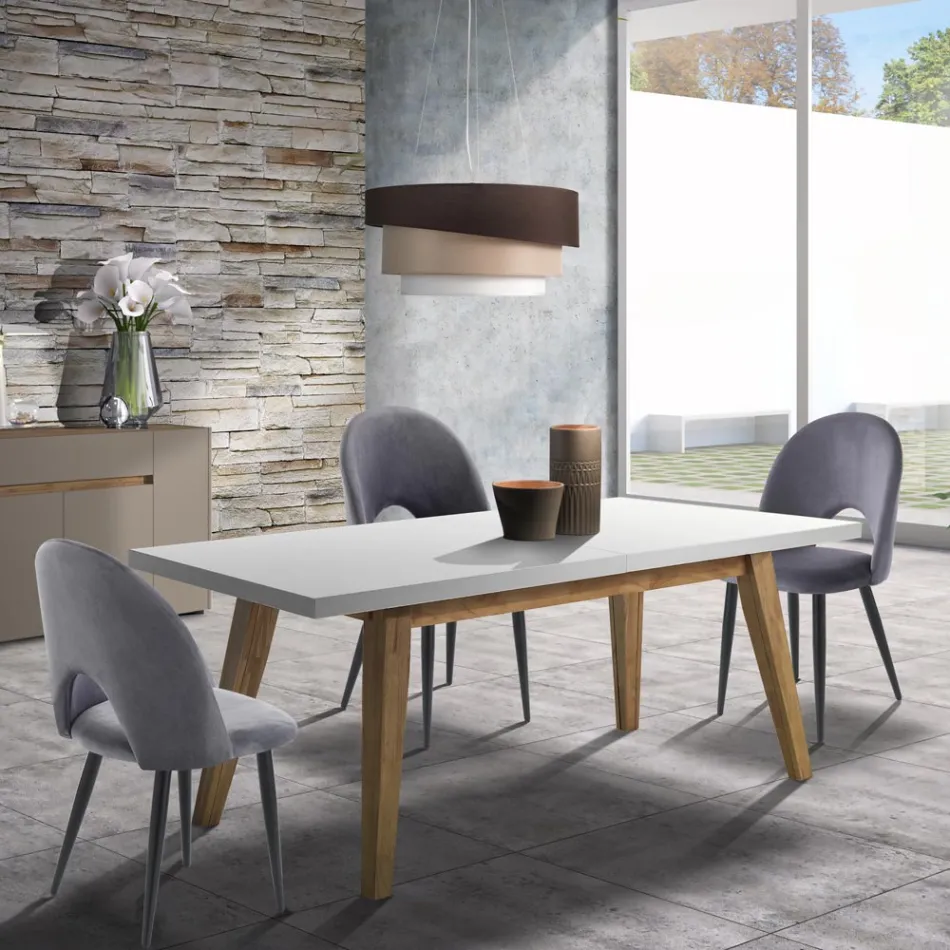 Silla de Cocina en Tela Efecto Terciopelo y Metal 4 Piezas - Renetta Viadurini