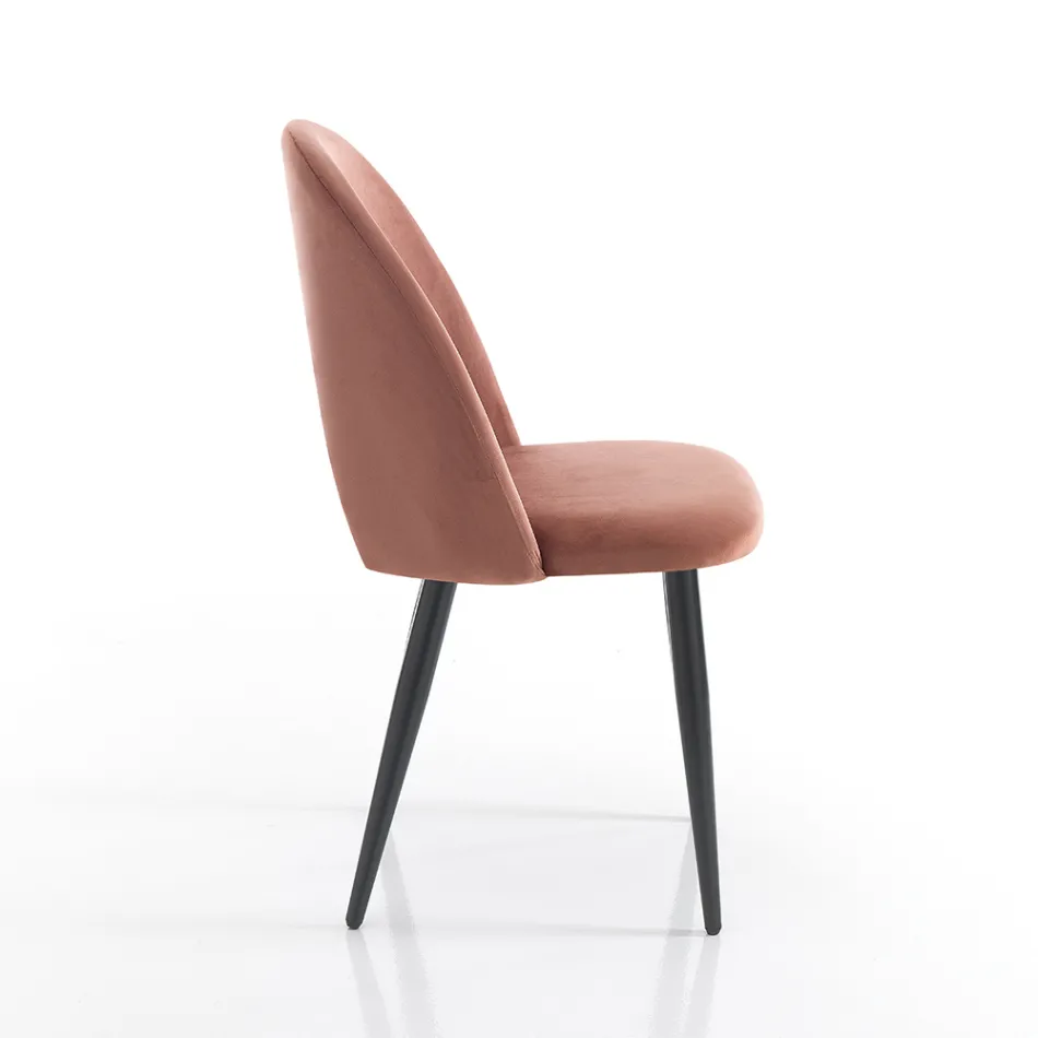 Silla de Cocina en Tela Efecto Terciopelo y Metal 4 Piezas - Renetta Viadurini