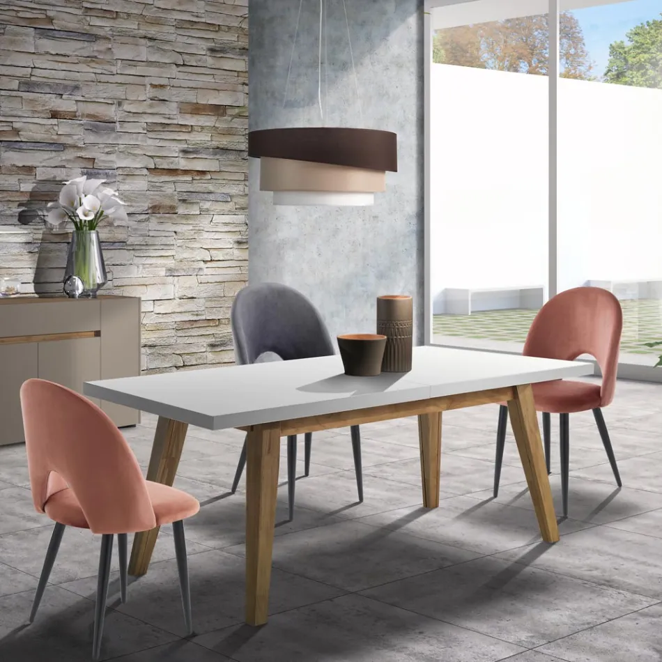 Silla de Cocina en Tela Efecto Terciopelo y Metal 4 Piezas - Renetta Viadurini