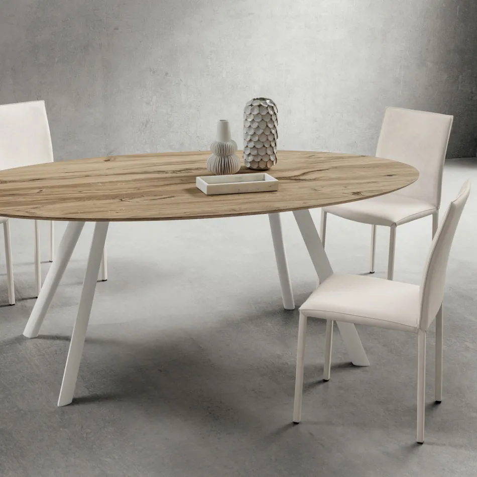 Silla de Cocina Totalmente Tapizada en Ecopiel Made in Italy, 2 Piezas - Maria Viadurini