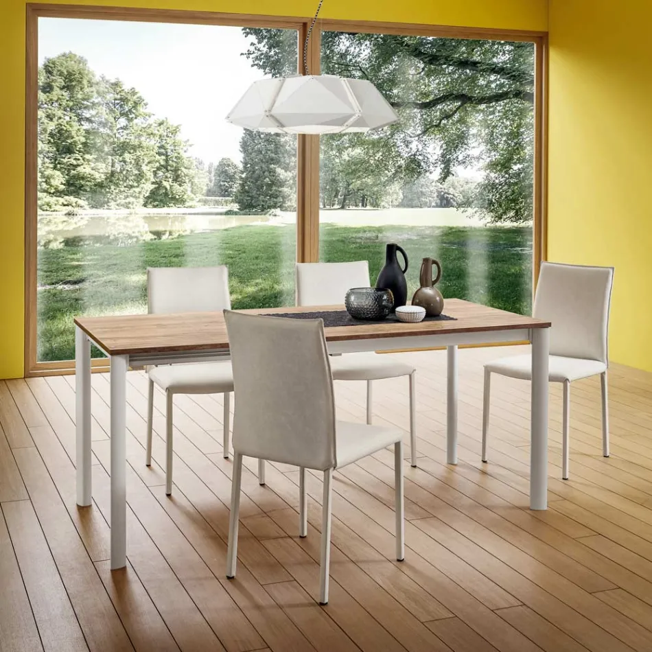 Silla de Cocina Totalmente Tapizada en Ecopiel Made in Italy, 2 Piezas - Maria Viadurini