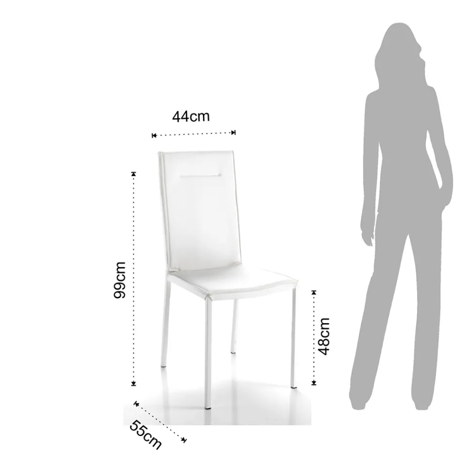 Silla de Cocina Tapizada Totalmente en 2 Piezas de Piel Sintética - Atenea Viadurini