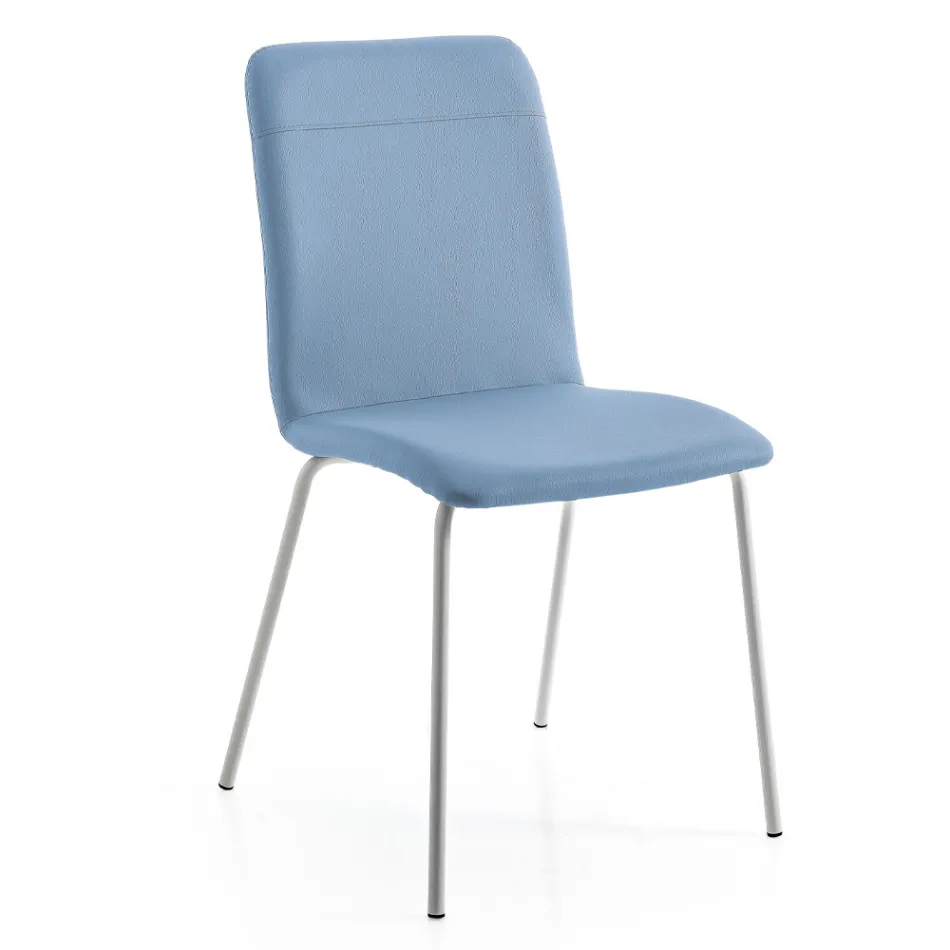 Silla de cocina o salón en piel sintética de colores y diseño de metal - Hermione Viadurini