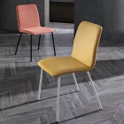 Silla de cocina o salón en piel sintética de colores y diseño de metal - Hermione Viadurini