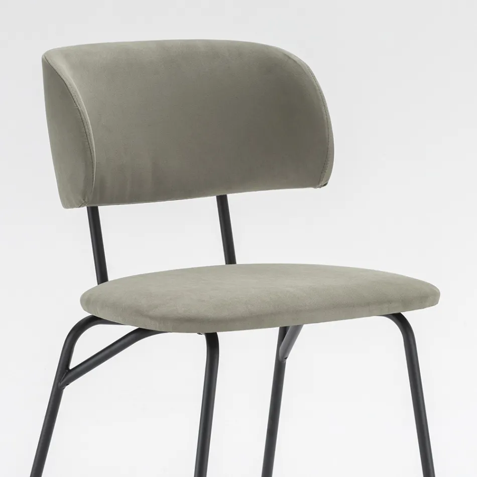 Silla de Cocina Tapizada en Microfibra Made in Italy, 2 Piezas - Rebecca Viadurini