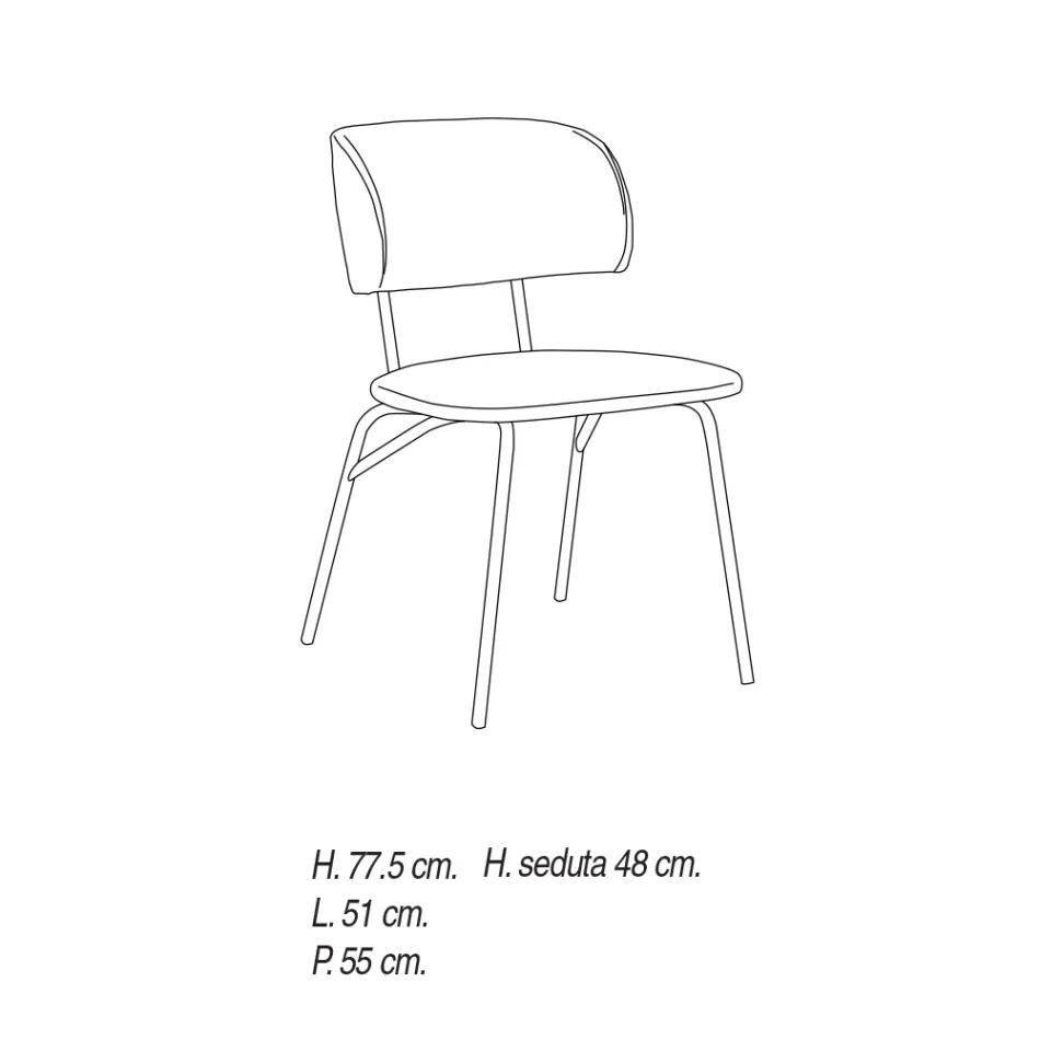 Silla de Cocina Tapizada en Microfibra Made in Italy, 2 Piezas - Rebecca Viadurini