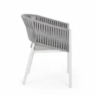 Silla de exterior con reposabrazos en aluminio blanco y gris Homemotion - Rubio Viadurini