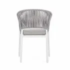 Silla de exterior con reposabrazos en aluminio blanco y gris Homemotion - Rubio Viadurini