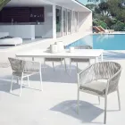 Silla de exterior con reposabrazos en aluminio blanco y gris Homemotion - Rubio Viadurini