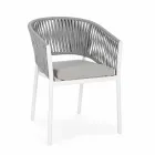 Silla de exterior con reposabrazos en aluminio blanco y gris Homemotion - Rubio Viadurini