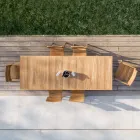 Silla de exterior con reposabrazos en madera de teca - Marie Viadurini