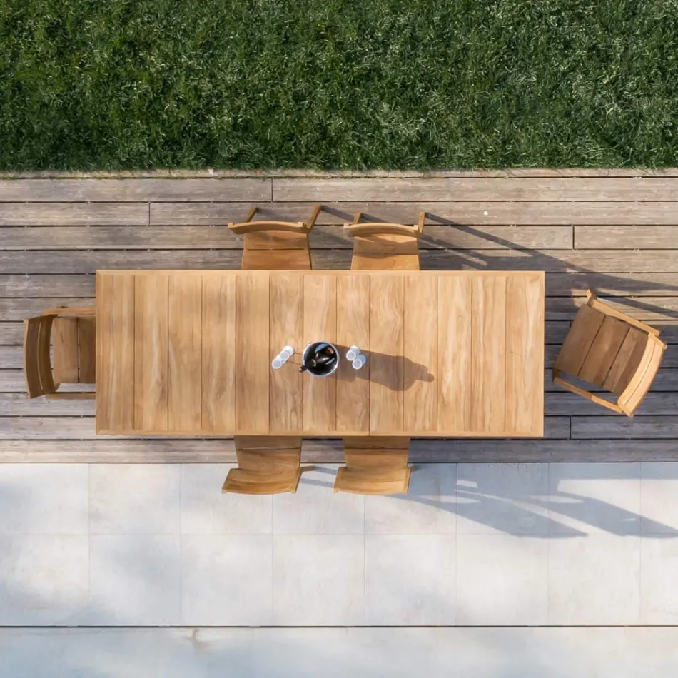 Silla de exterior con reposabrazos en madera de teca - Marie Viadurini