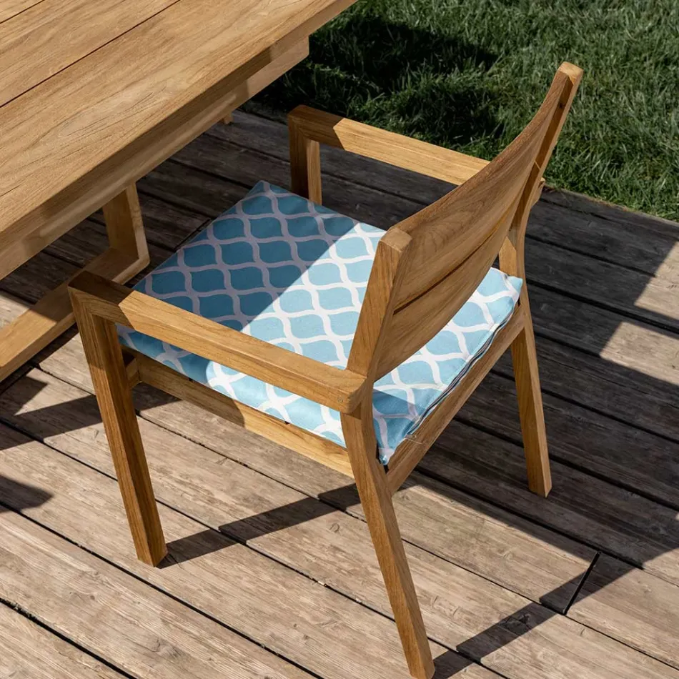 Silla de exterior con reposabrazos en madera de teca - Marie Viadurini