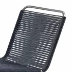 Silla de diseño para exteriores en acero y cordón negro Made in Italy - Madagascar1 Viadurini