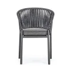 Silla de Exterior Apilable con Asiento de Tela, Homemotion 4 Piezas - Aleandro Viadurini