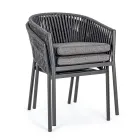 Silla de Exterior Apilable con Asiento de Tela, Homemotion 4 Piezas - Aleandro Viadurini