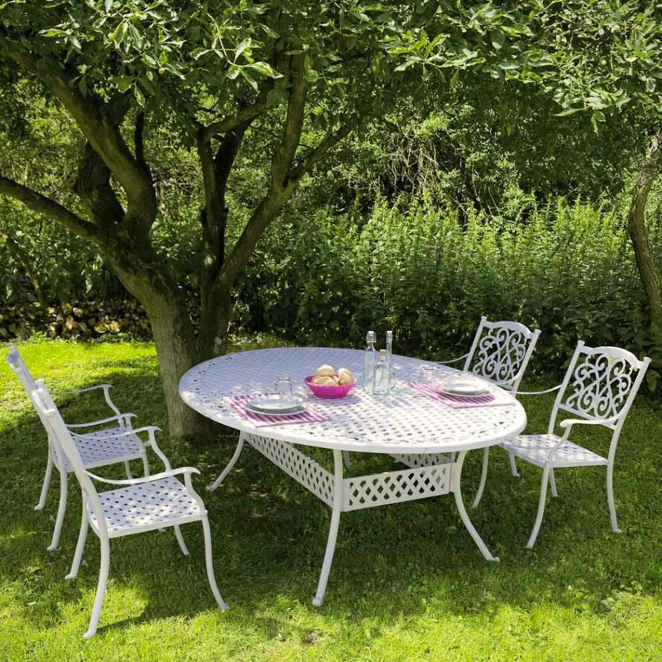 Silla apilable para exteriores en aluminio blanco o antracita, 4 piezas - Ode Viadurini