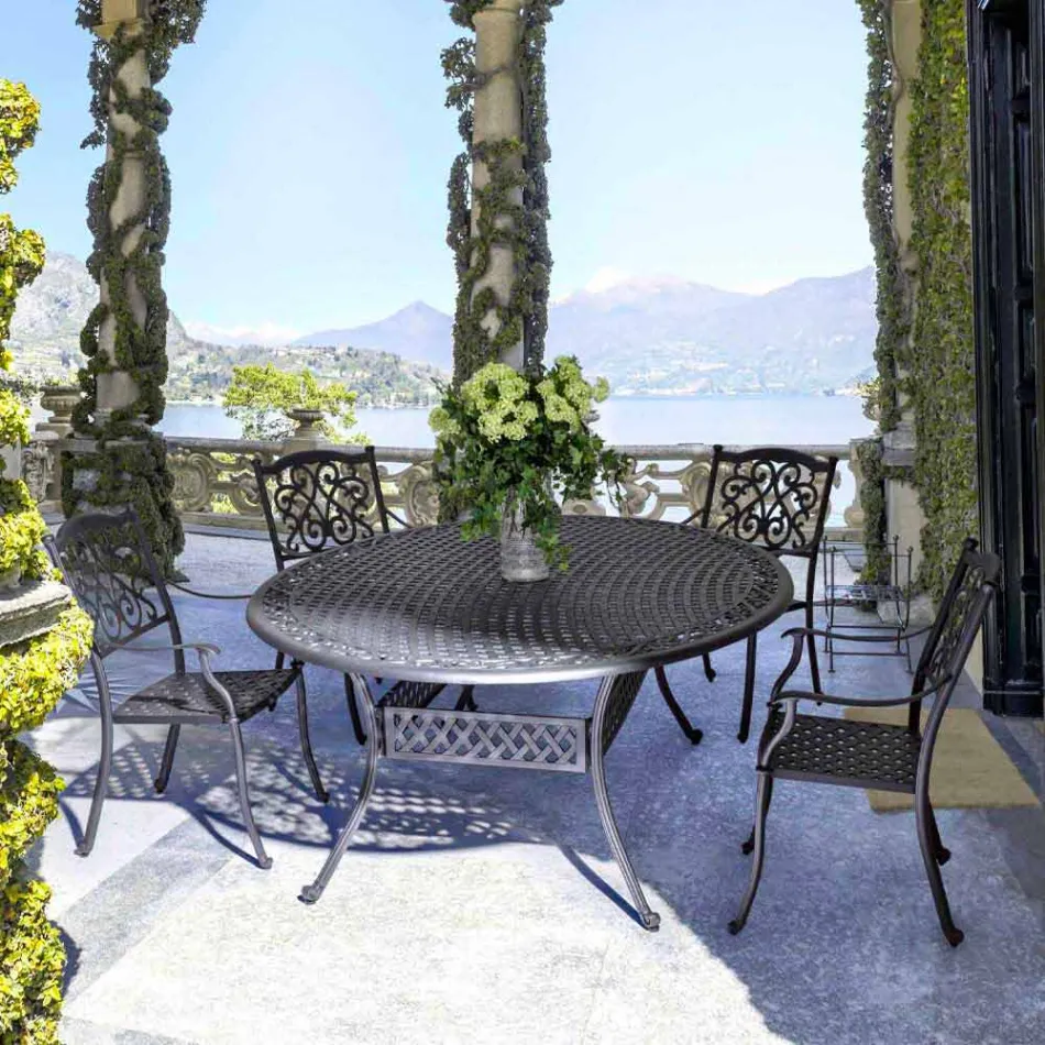 Silla apilable para exteriores en aluminio blanco o antracita, 4 piezas - Ode Viadurini