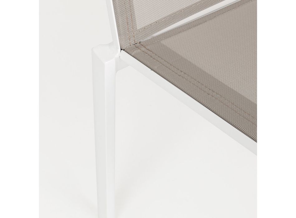 Silla de exterior apilable en aluminio y textileno, Homemotion 4 piezas - Serge Viadurini