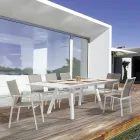 Silla de exterior apilable en aluminio y textileno, Homemotion 4 piezas - Serge Viadurini