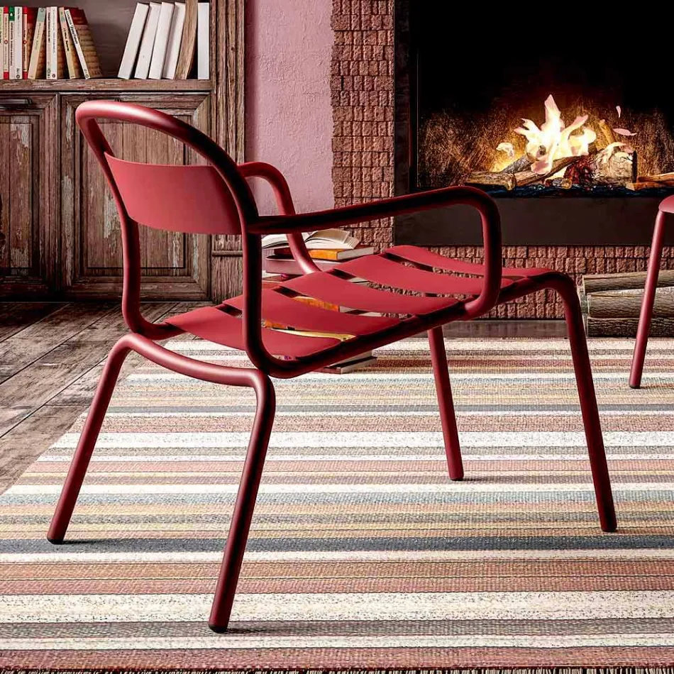 Silla apilable de aluminio para exterior fabricada en Italia, 2 piezas - Shyla Viadurini