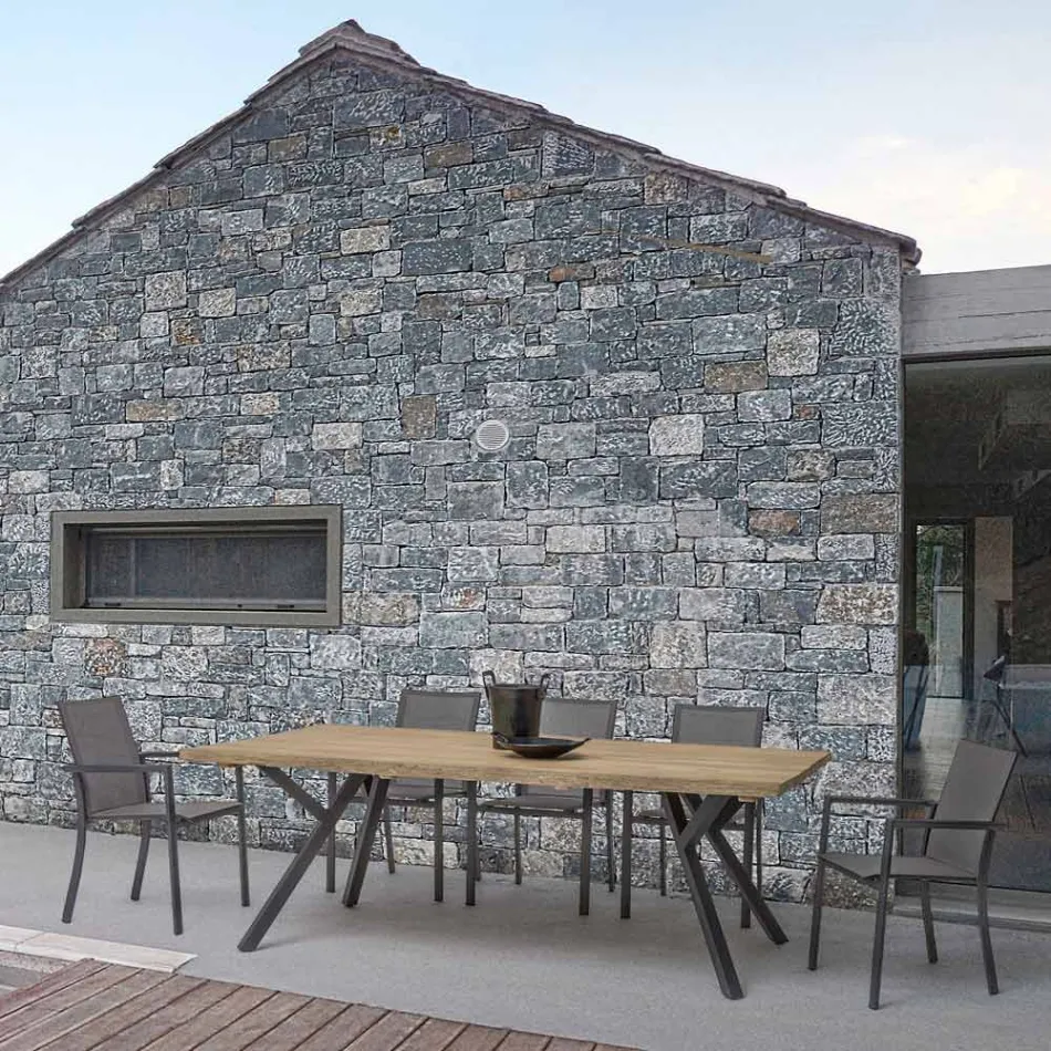 Silla de exterior apilable de aluminio pintado, Homemotion, 4 piezas - Vicki Viadurini